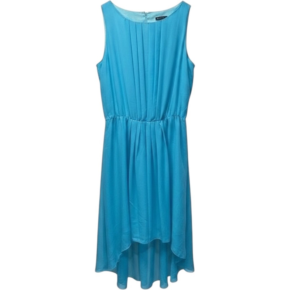 Mohito Women Turquoise Blue Pleated High Low Chiffon Sleeveless Dress Size 40